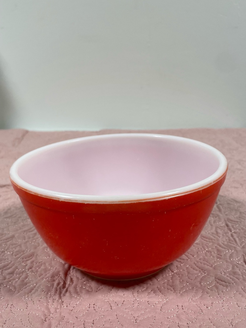 Pyrex Red Exterior Pink Interior Mixing Bowl